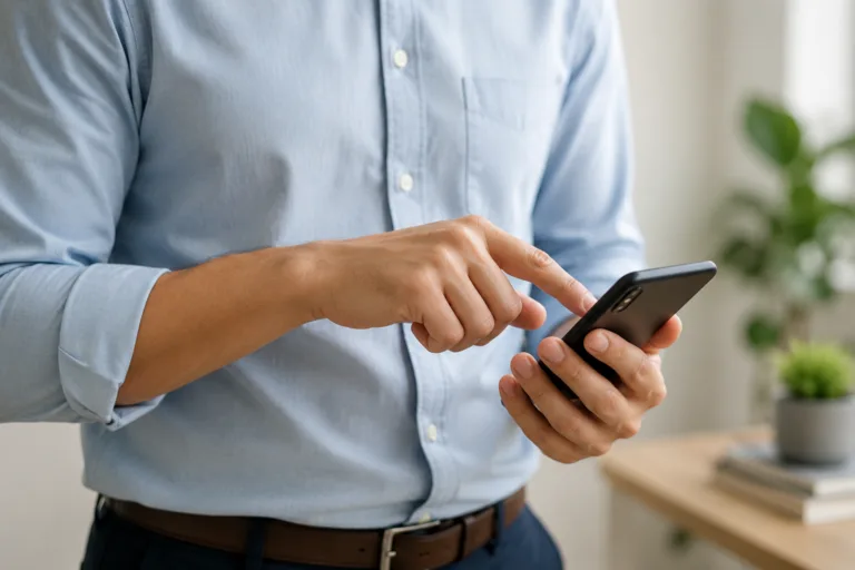 Person using a smartphone for online STI testing