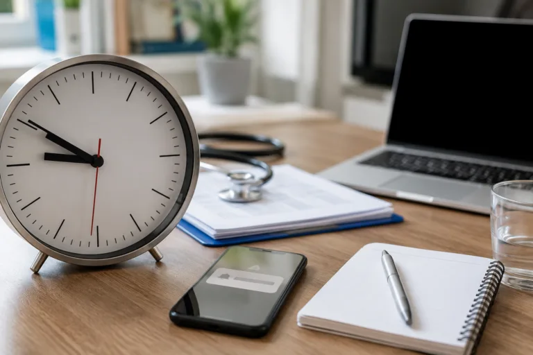 Clock and healthcare reminder for PEP timing