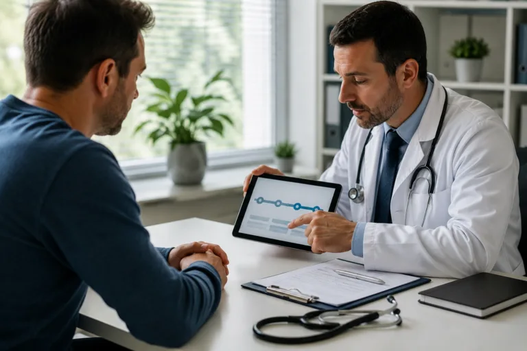 Physician discussing Suboxone induction with patient