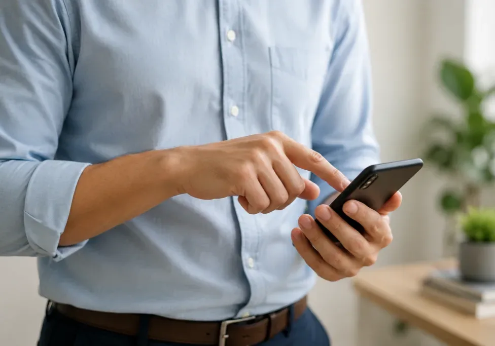 Person using a smartphone for online STI testing