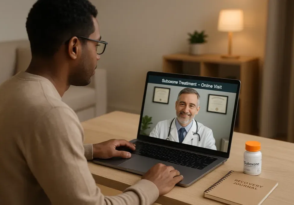 Man having online consultation with doctor.