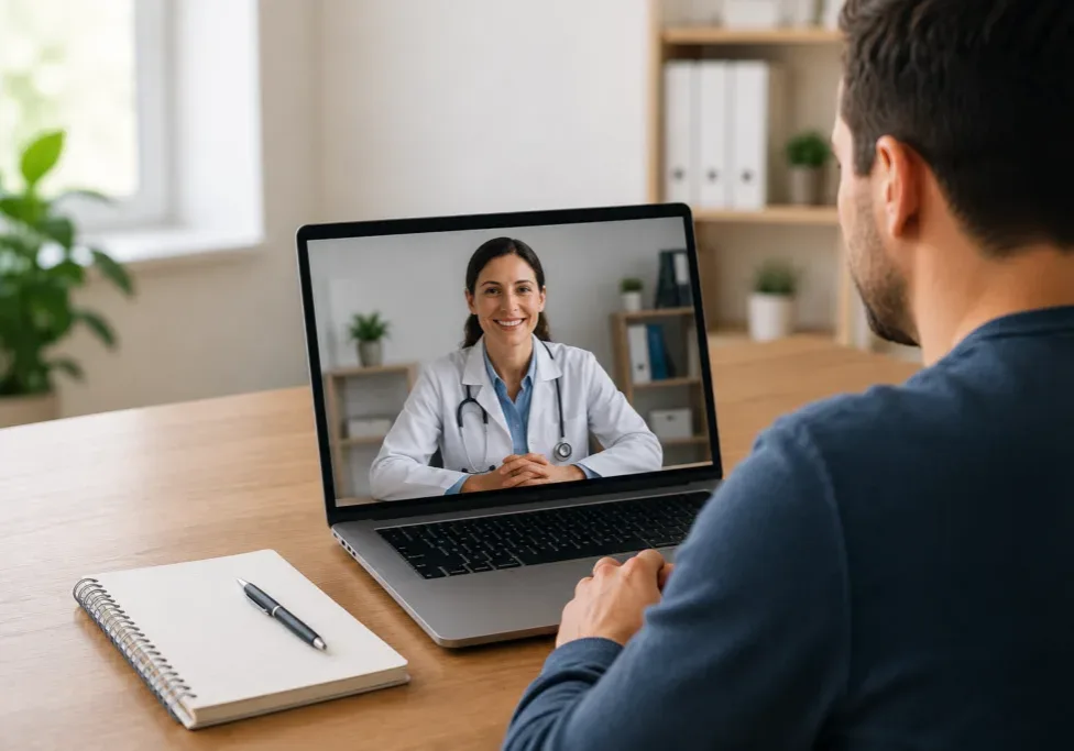 Patient attending online Suboxone treatment appointment