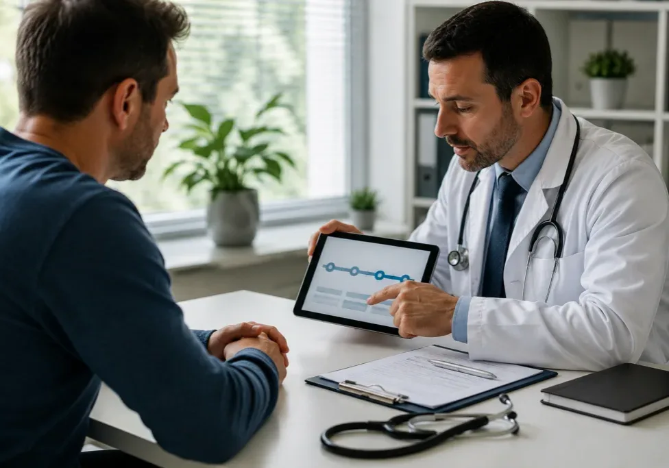 Physician discussing Suboxone induction with patient