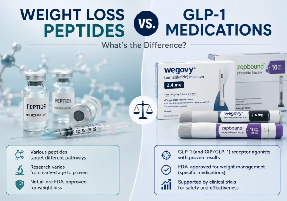 Weight loss peptides vs GLP-1 medications